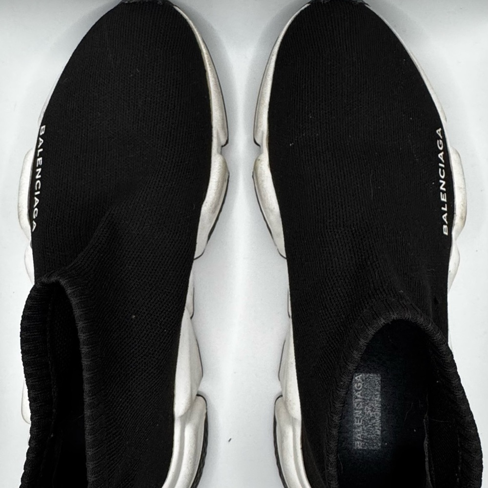 Balenciaga Men's Black and White Knit Sneakers